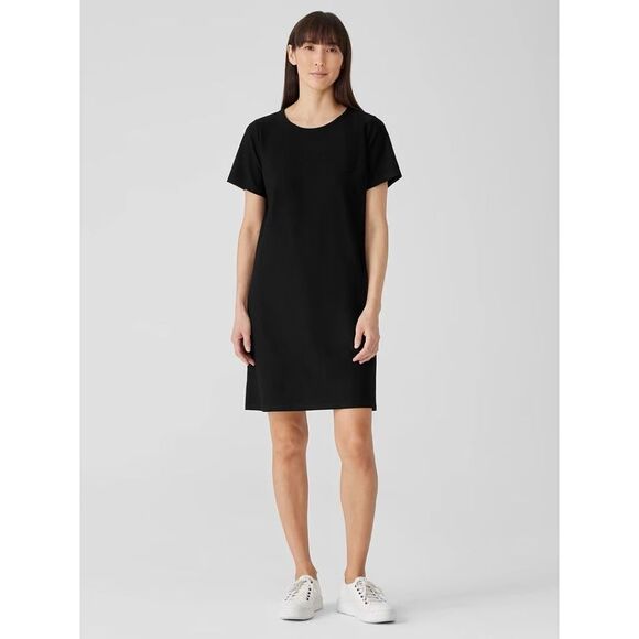 Eileen Fisher Round Neck Dress in Washable Stretch Crepe NWT - Picture 1 of 10